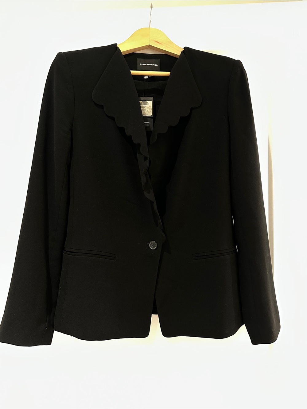 NWT Club Monaco Black Scalloped Lapel Blazer